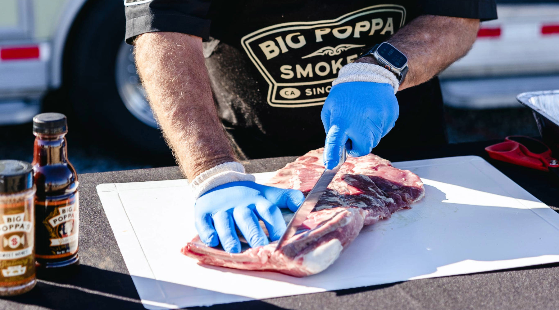 Prepping comp ribs for the drum smoker