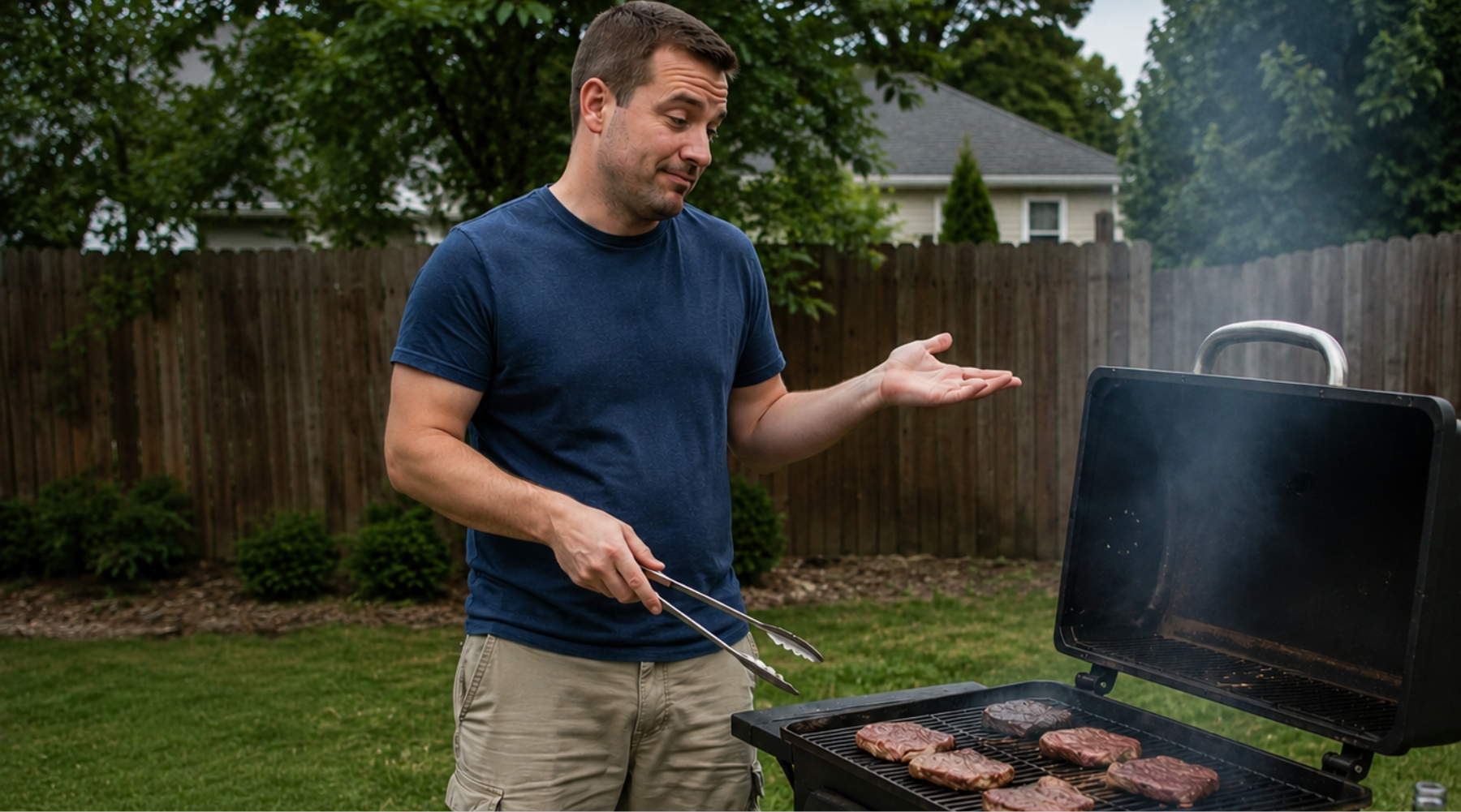 Man cooking on grill that is making bbq mistakes
