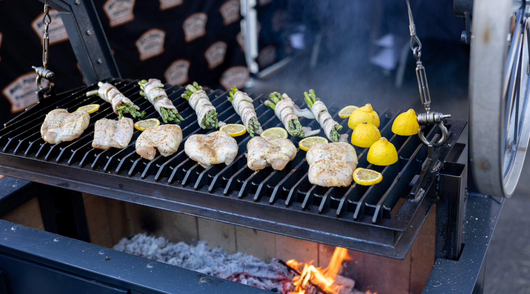 Cooking chicken and veggies on the grill
