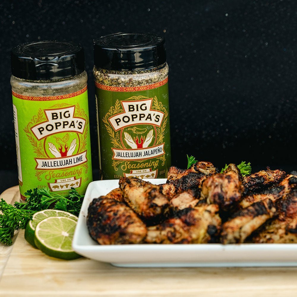 Big Poppa's Chicken Wings that feature Jalleujah Jalapeno and Jallelujah Lime.