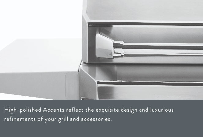 Close-up of stainless steel control knobs with engraved temperature markings on 30" Twin Eagles Gas Grill surface