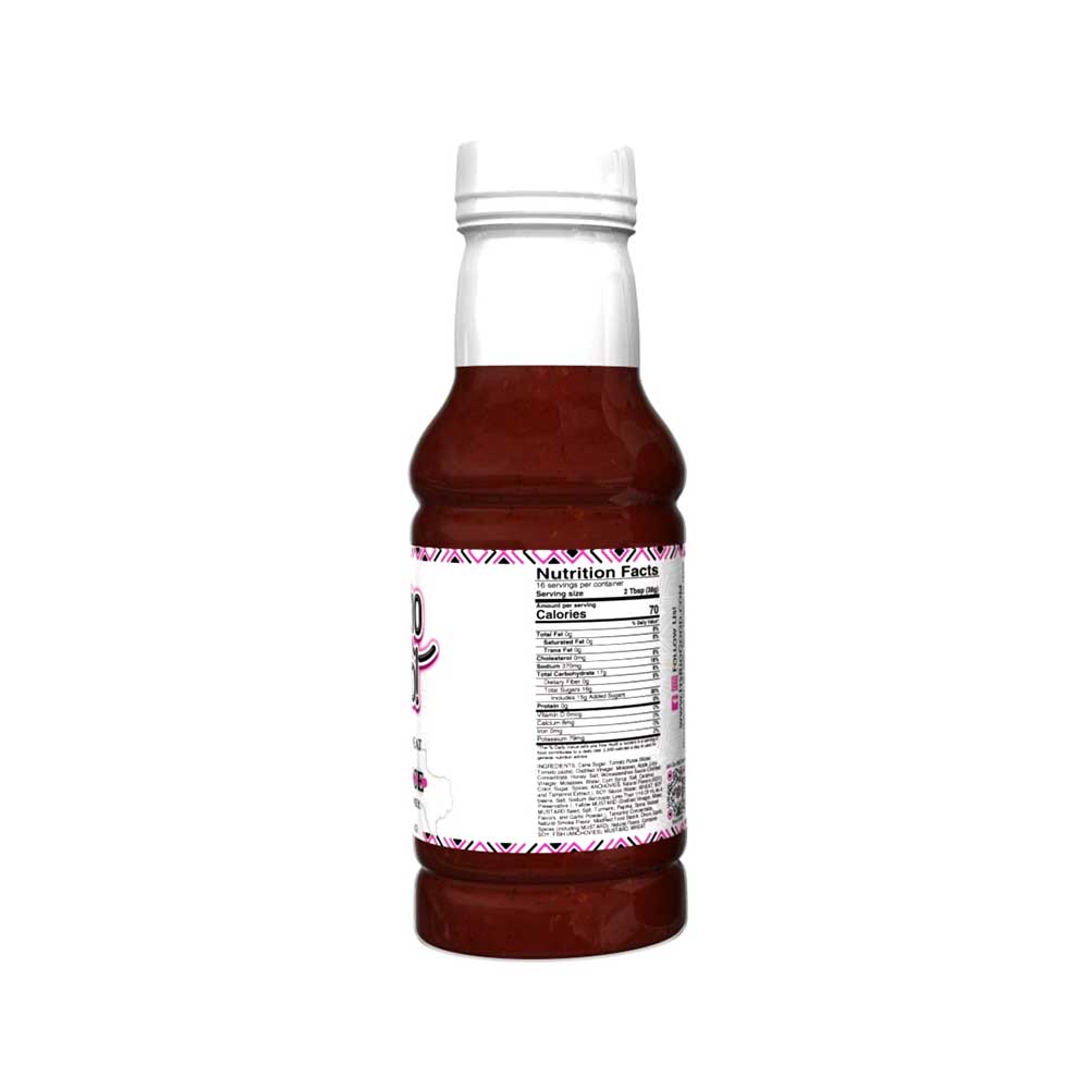 Close-up of Rio Valley Meat BBQ Sauce label highlighting organic ingredients and hand-crafted craftsmanship