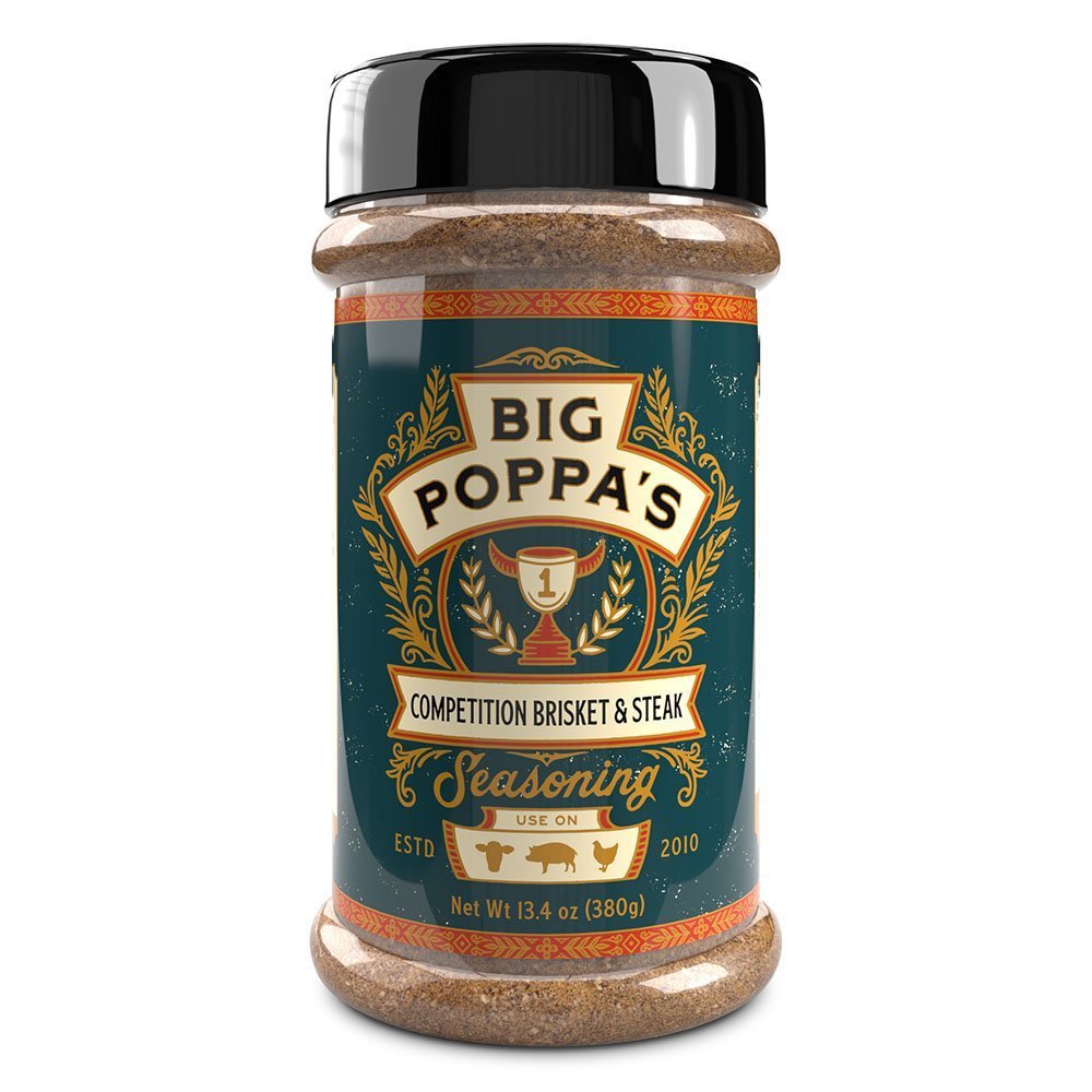 Big Poppa's Competition Brisket & Steak Seasoning 13.4oz jar with hand-crafted spice blend for beef, pork, and poultry