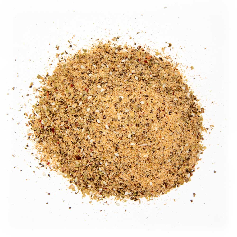 Close-up of Big Poppa's Desert Gold seasoning label highlighting hand-crafted ingredients and rustic design details.