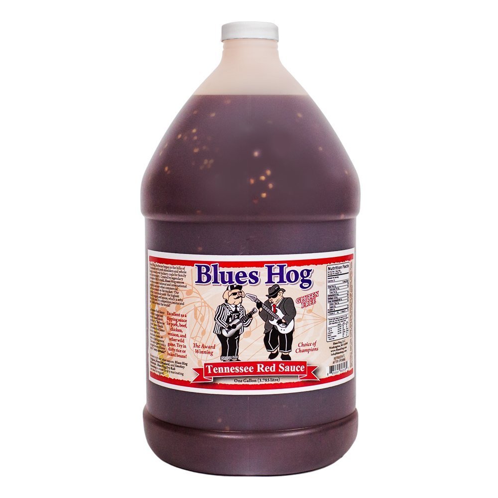 Blues Hog Tennessee Red Sauce gallon size, tangy tomato-based barbecue sauce with smoky spice, ideal for beef, pork