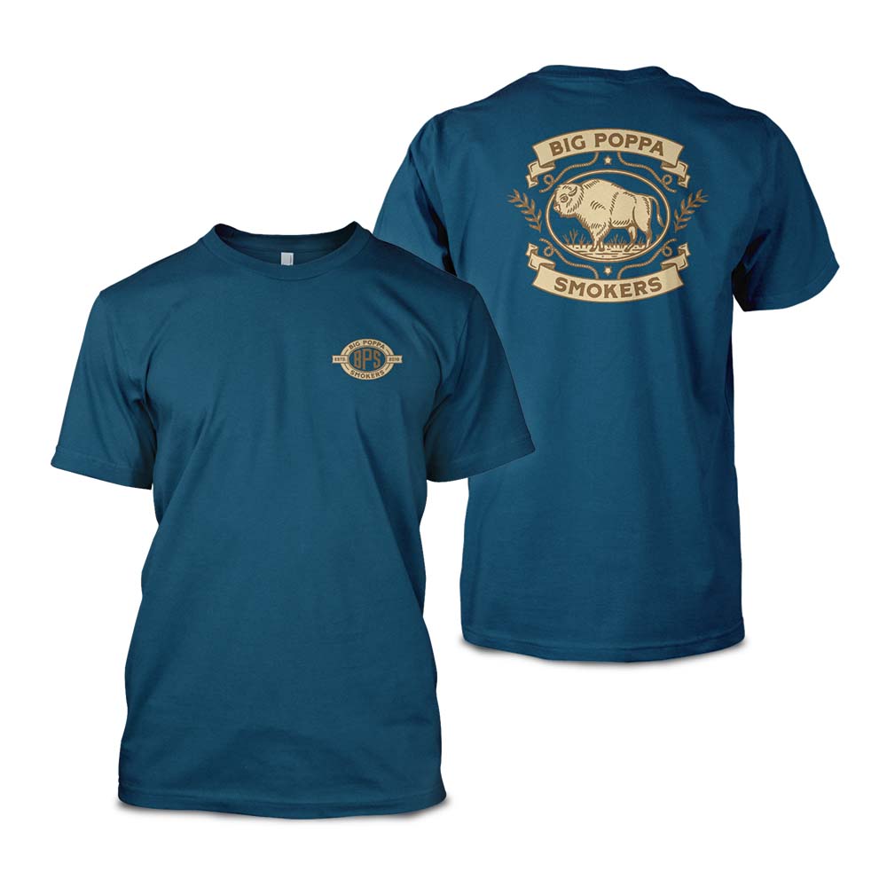 Big Poppa Smokers BPS Buffalo Turquoise T-Shirt, relaxed fit, organic cotton fabric, turquoise color, crew neckline, short
