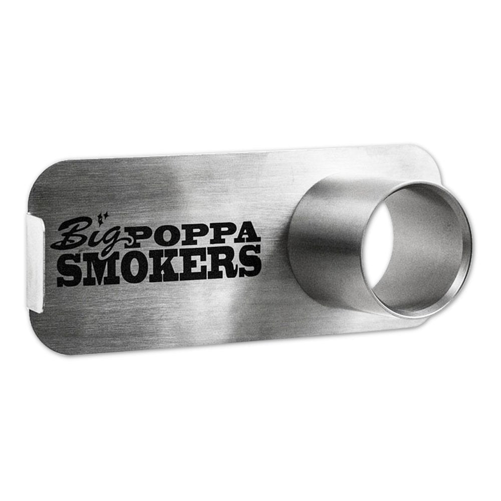 Big Poppa Smokers BPS Drum Kit Adapter in black, stainless steel, cylindrical shape with textured surface for BBQ Guru
