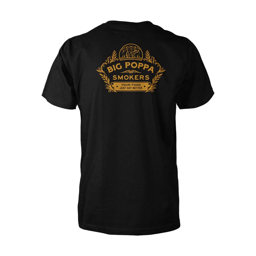 Close-up of BPS Your Food Just Got Better T-Shirt collar tag with textured fabric detail