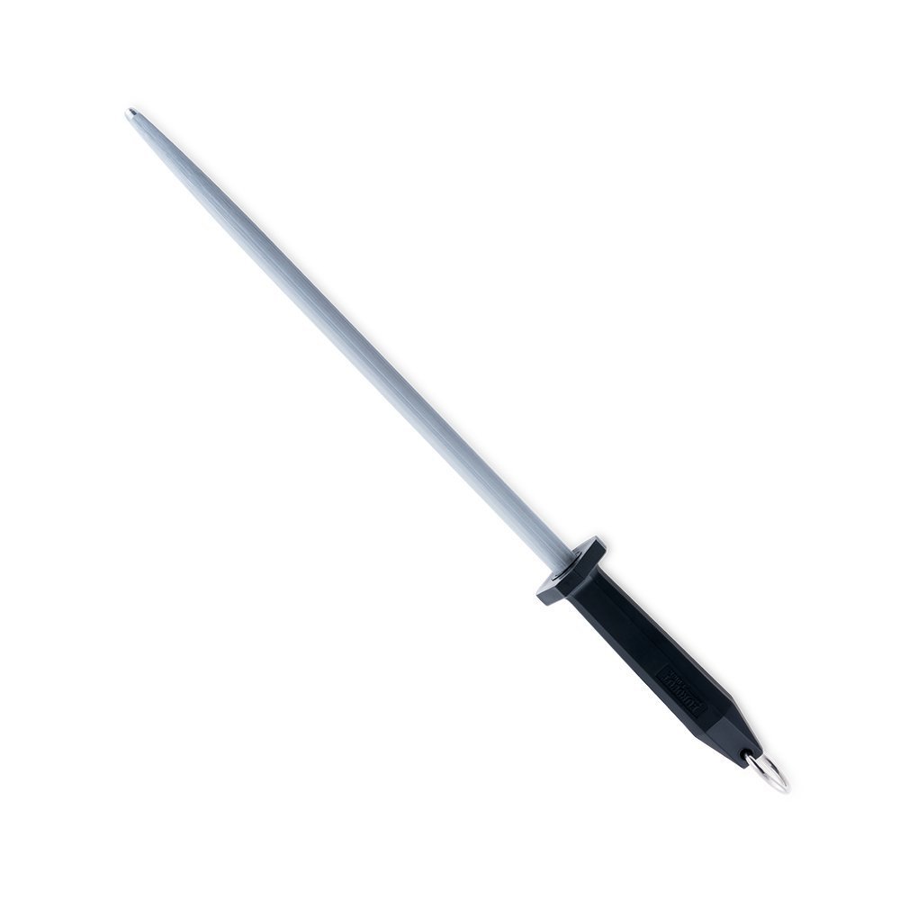 F. Dick 12-inch Eurocut round sharpening steel with stainless steel rod and textured chrome-plated surface