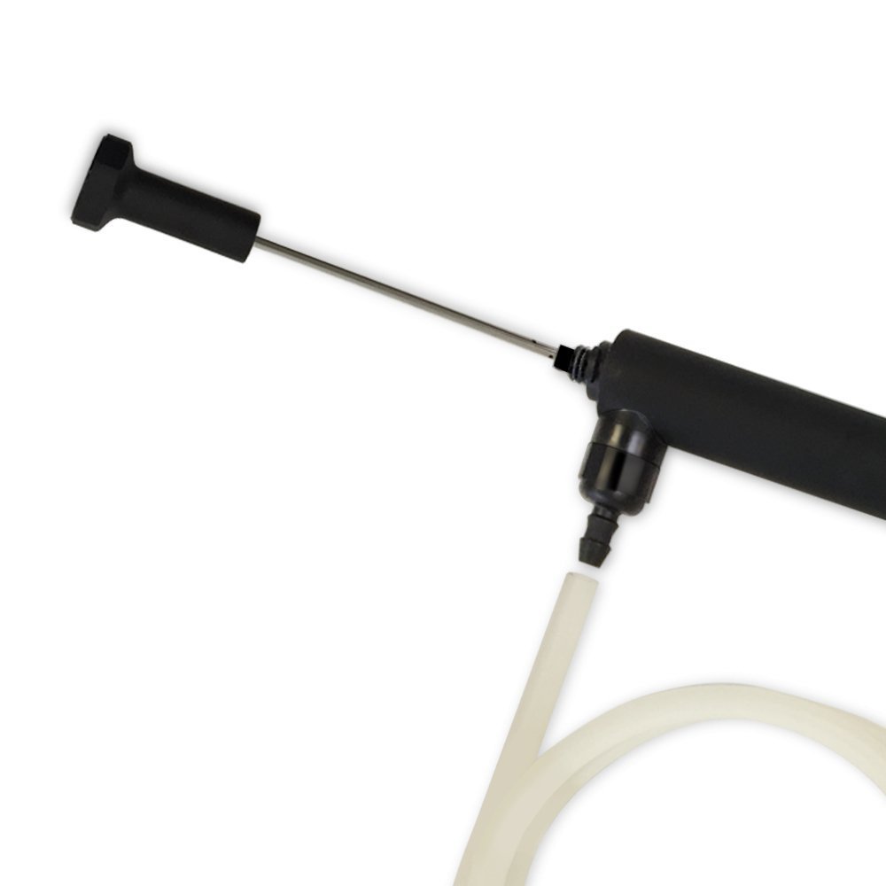 Close-up of the F. Dick BBQ Brine Pump's ergonomic handle and stainless steel nozzle for precise meat injection.