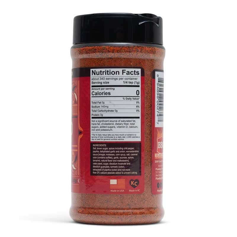 Close-up of the Plowboys BBQ Bovine Bold Rub jar label highlighting handcrafted, farm-sourced organic ingredients