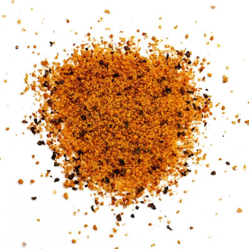 Close-up of Simply Marvelous BBQ Season All Rub 13oz label highlighting ingredient details and farm-raised sourcing