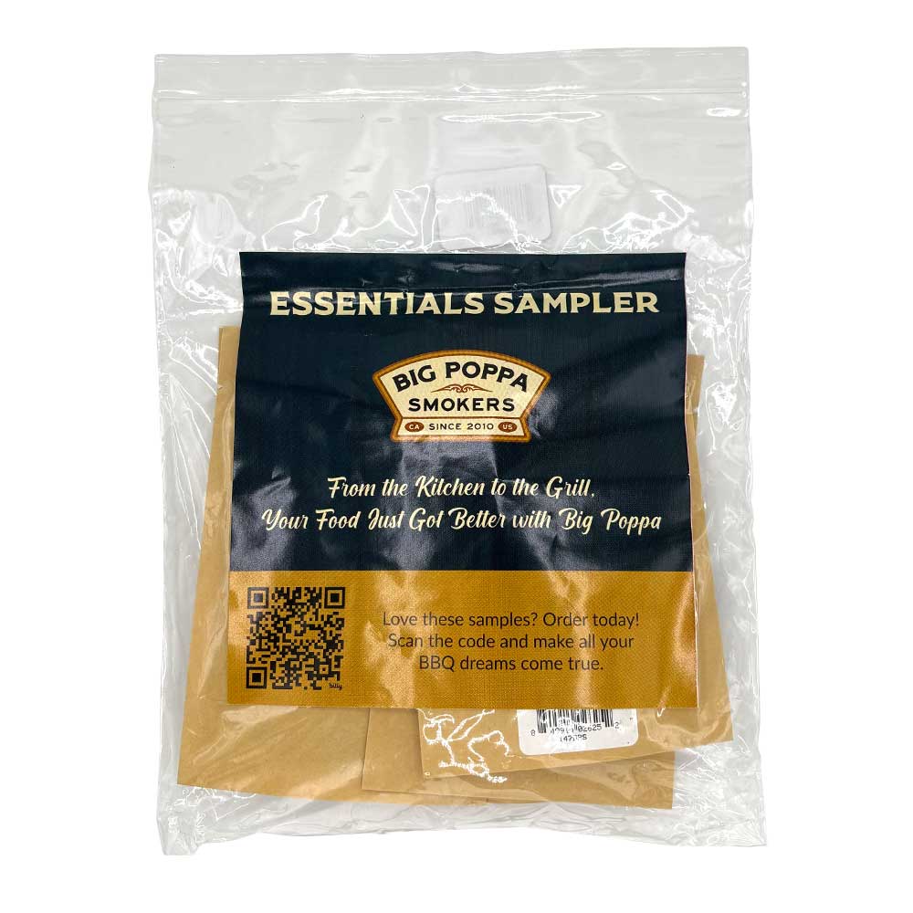 Close-up of the vibrant assortment of handcrafted rubs and organic sauces in a clear, resealable pack, highlighting natural