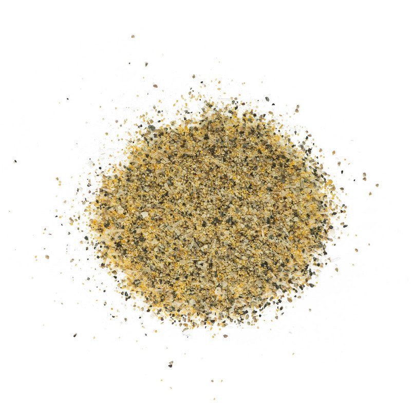 Close-up of the Tuffy Stone Big Umami All Purpose Mix label highlighting handcrafted, locally-sourced ingredients in vibrant