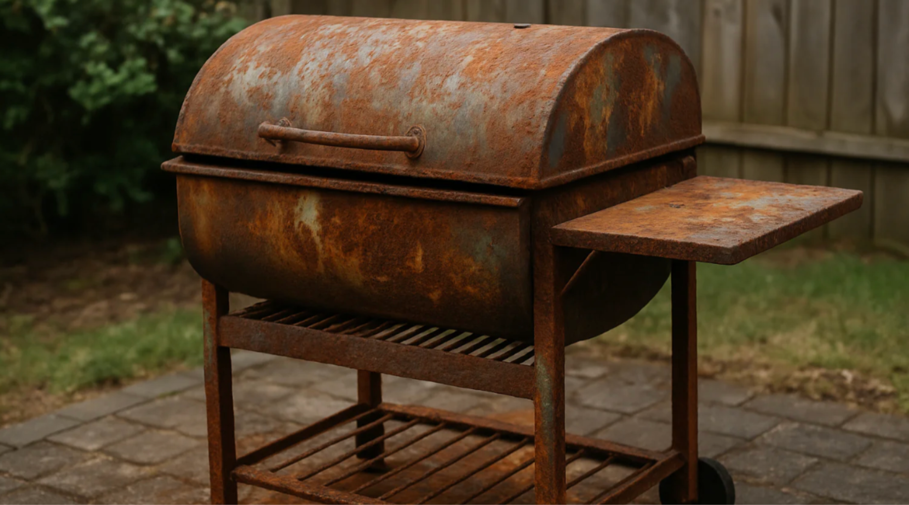 Rusted out grill with no cover