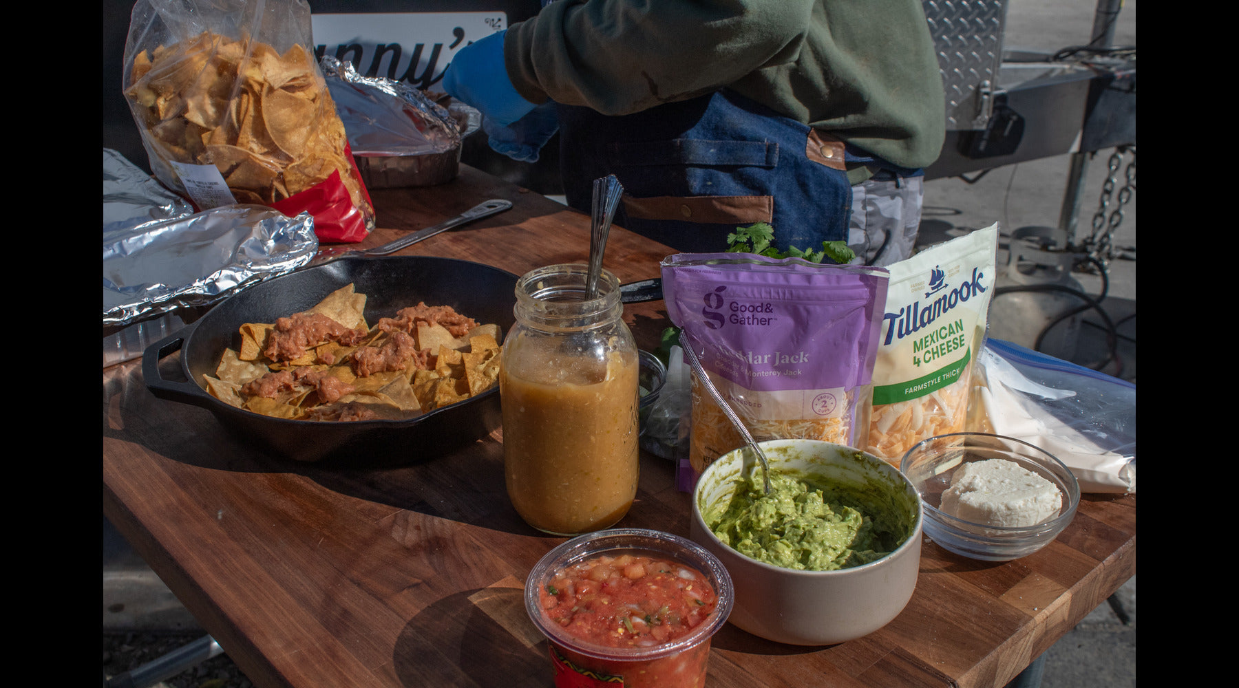 Building nachos in a cast iron pan