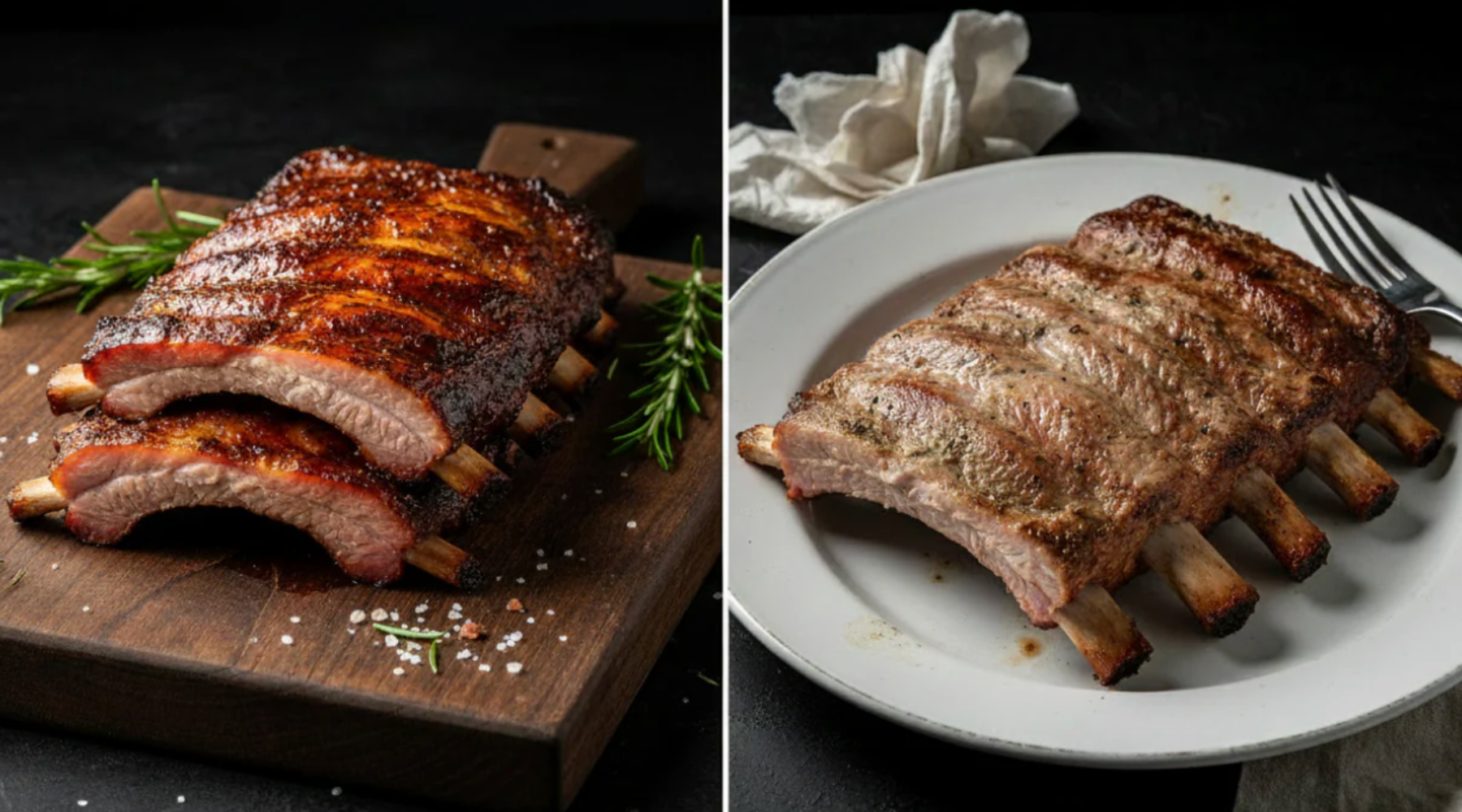 Side by side comparison of ribs