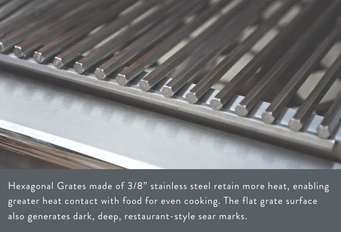 Close-up of stainless steel control knobs with engraved temperature markers on the 30" Twin Eagles Gas Grill lid