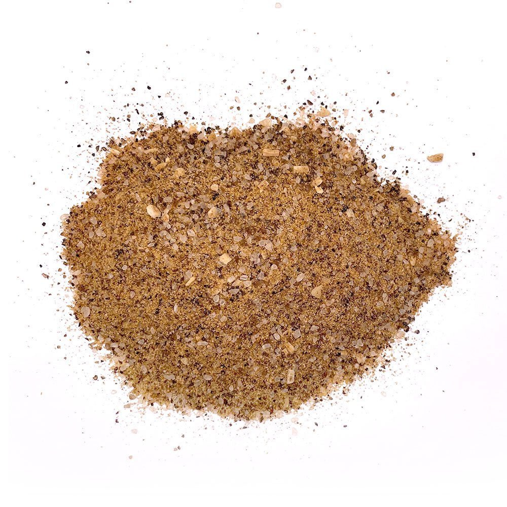 Close-up of the Big Poppa's seasoning jar label highlighting organic, hand-crafted ingredients and clear nutritional info
