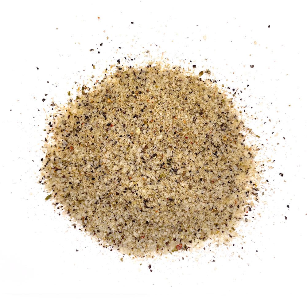 Close-up of Big Poppa's Jallelujah Lime Seasoning label highlighting organic ingredients and vibrant green accents