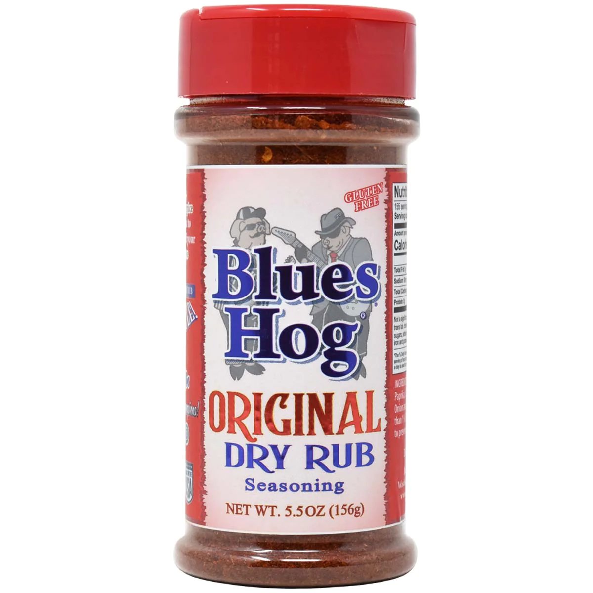 Blues Hog Original Dry Rub Seasoning 5.5oz jar with vibrant spice blend for beef, pork, poultry, seafood, and vegetables