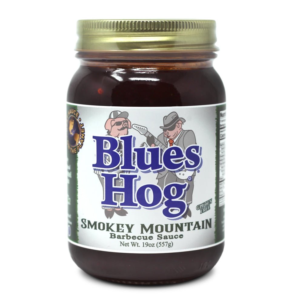 Blues Hog Smokey Mountain BBQ Sauce 20 oz with rich smoky glaze and bold tomato, molasses, and spice flavors for grilled