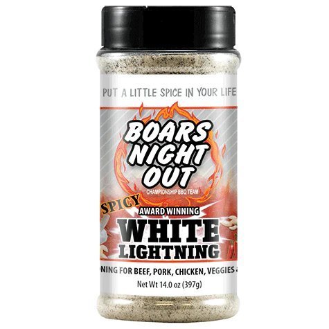 Boars Night Out Spicy White Lightning rub 14 oz. hand-crafted seasoning for beef, pork, poultry, seafood, and vegetables