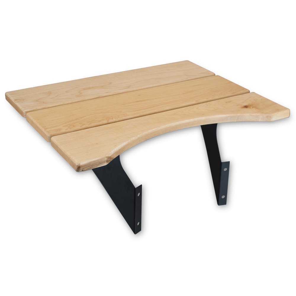 Big Poppa Smokers BPS Drum Smoker Side Table in black powder-coated steel with wood shelf, 24x16-inch, matte finish