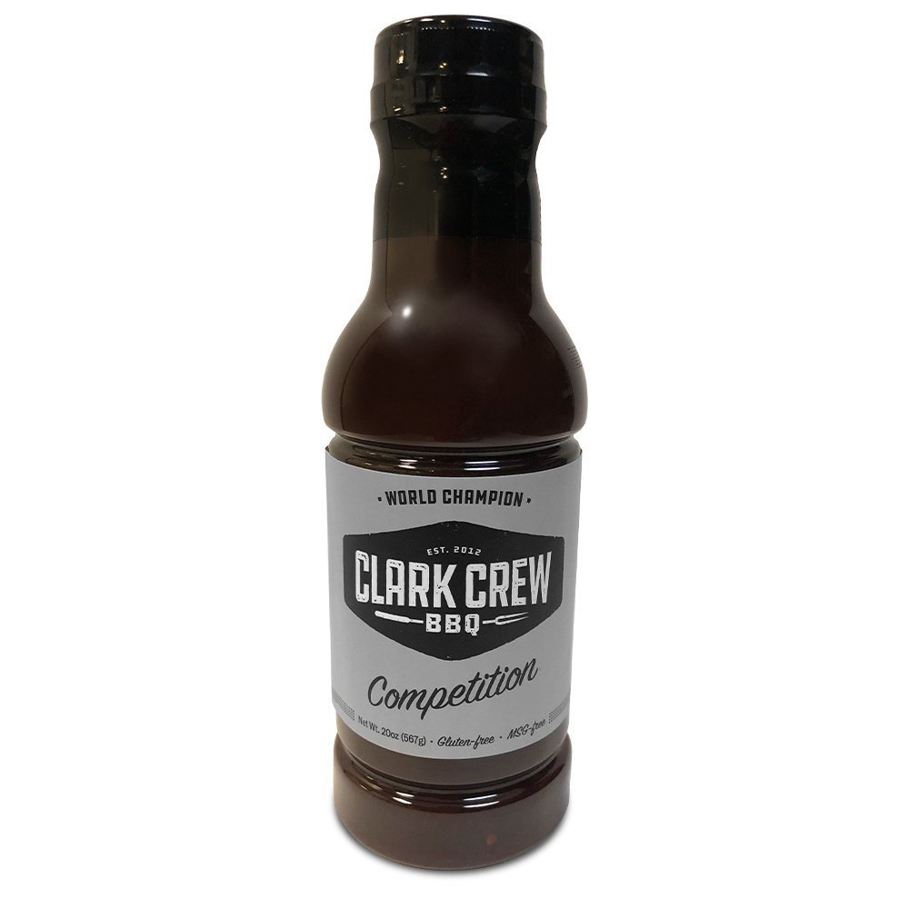 Clark Crew BBQ Competition Sauce 20oz bottle with rich, smoky, tangy flavor and bold, hand-crafted ingredients for beef
