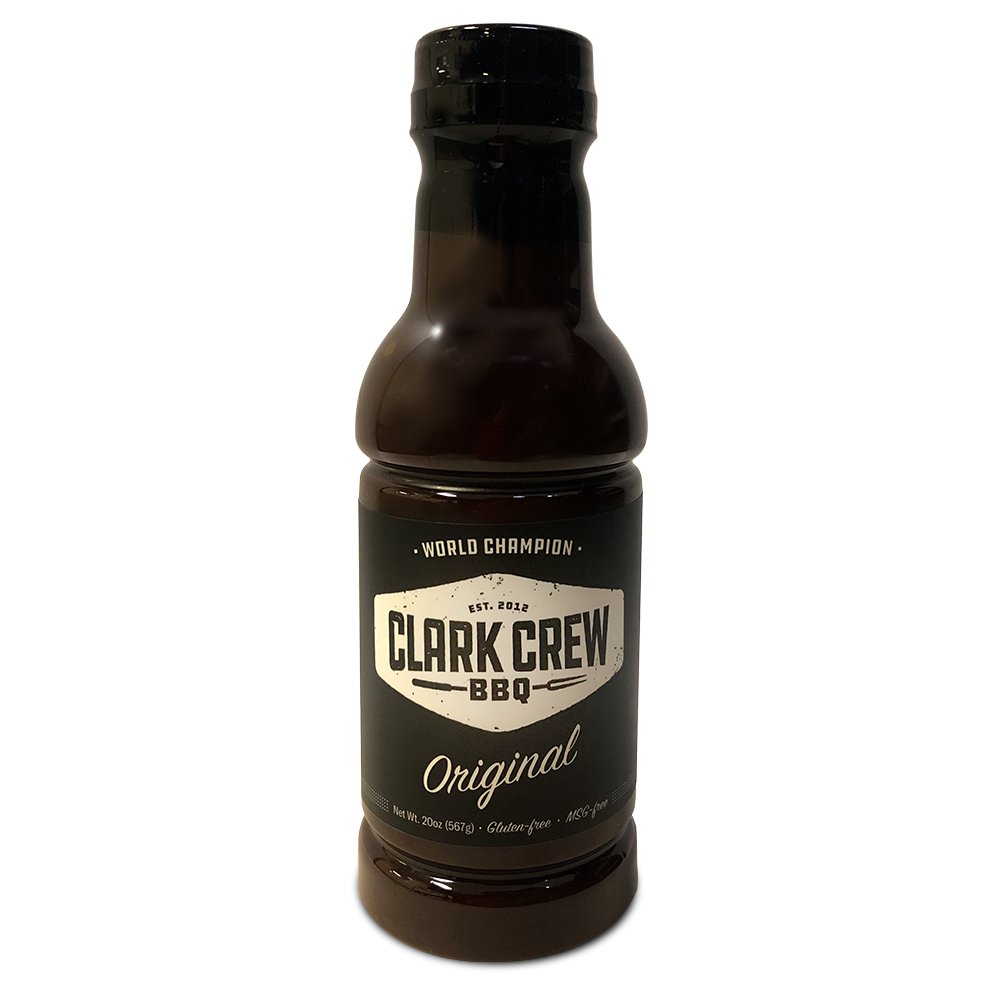 Clark Crew BBQ Original Sauce 20oz glass bottle with vibrant label, handcrafted with locally-sourced ingredients for beef