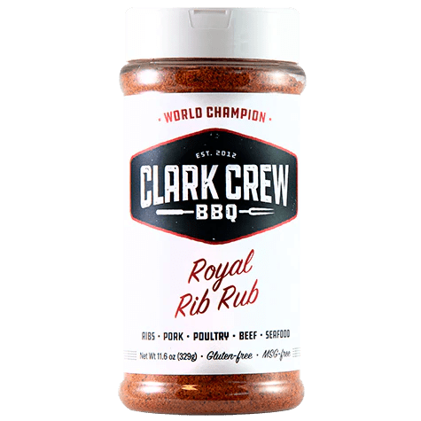 Clark Crew BBQ Royal Rib Rub 11.6oz jar with hand-crafted blend of spices for beef, pork, poultry, and seafood