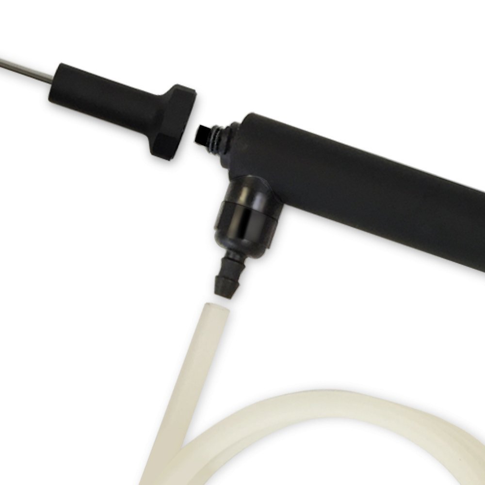 Close-up of F. Dick BBQ Brine Pump nozzle showing textured grip and detailed injection needle for precise meat flavor
