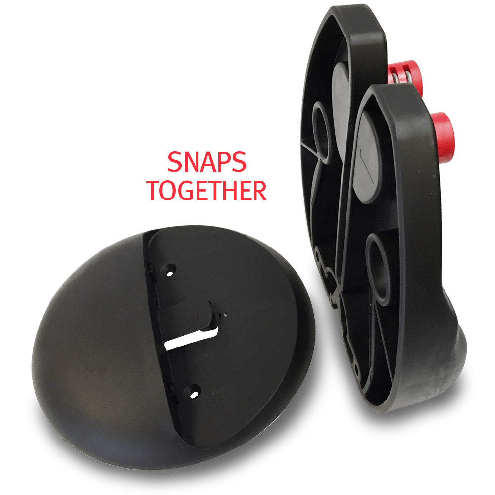 Close-up of the F. Dick RAPID Steel Action Knife Sharpener’s textured steel grinding surface with integrated stand base from