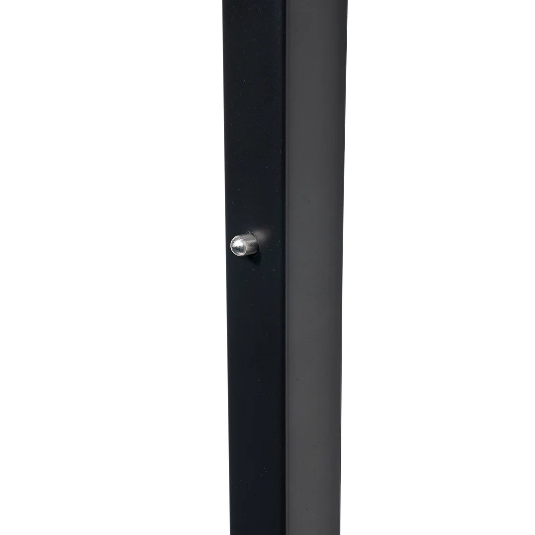 Close-up of the Gateway Mini Go2 Drum Smoker's textured stainless steel lid handle with integrated temperature gauge at an