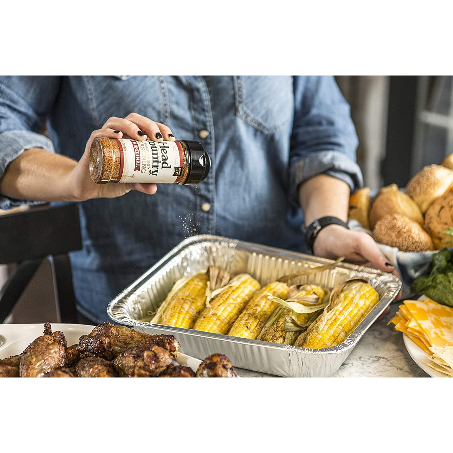 Close-up of Head Country Championship Seasoning Original 6oz label highlighting rustic design and ingredient list details.