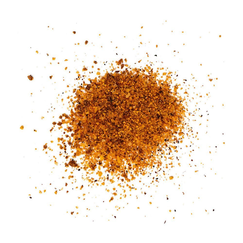Close-up of the LC BBQ Dry Rub 13oz label highlighting the bold, black text and vibrant red accents on the packaging.