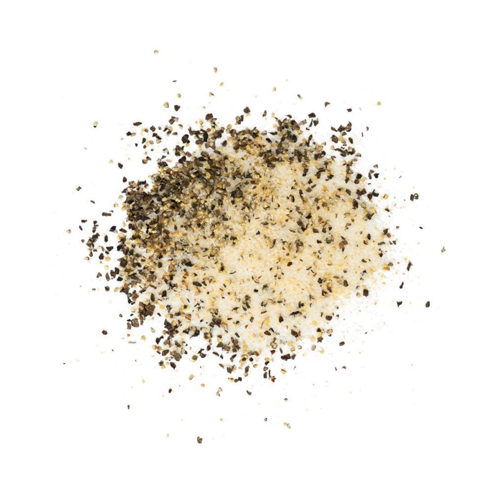 Close-up of LC BBQ Rawhide All Purpose Rub 14oz jar showing textured seasoning blend on the lid surface
