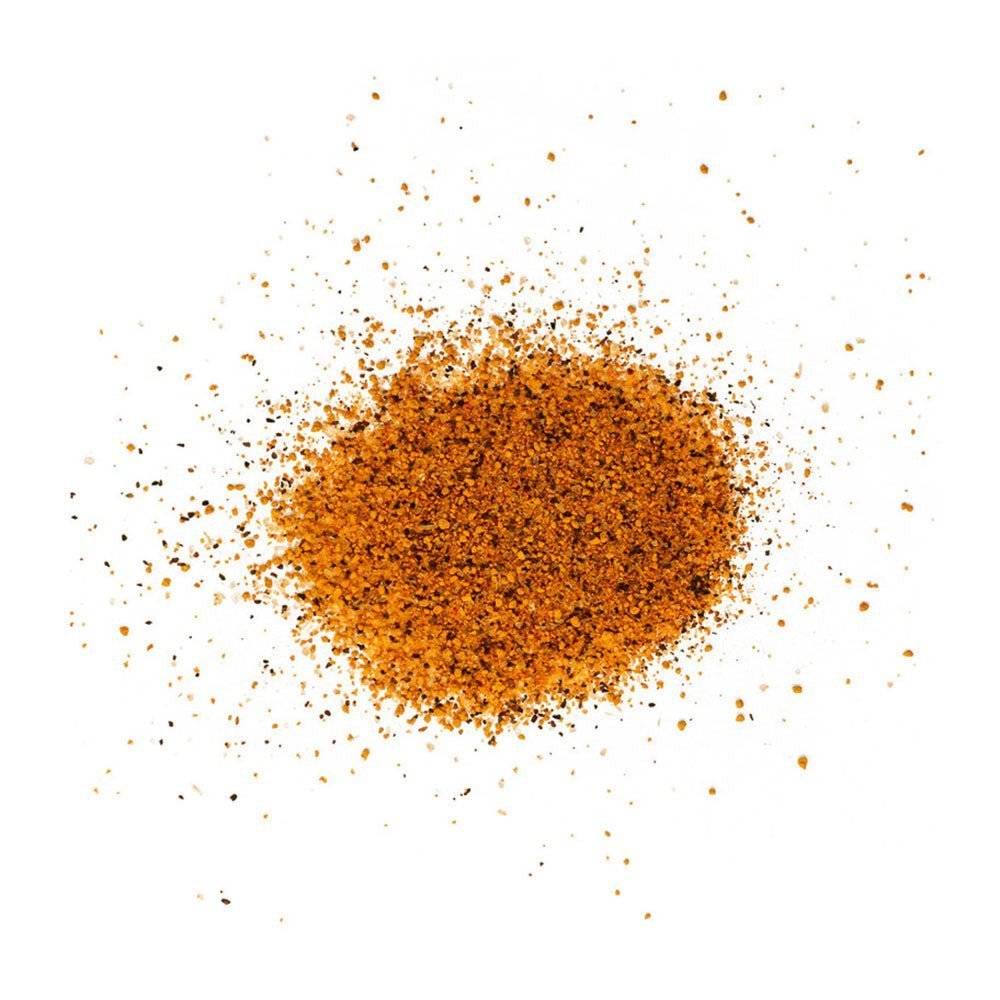 Close-up of the LC Texas Hill Country BBQ Rub label highlighting hand-crafted ingredients and clear 10.5oz packaging details