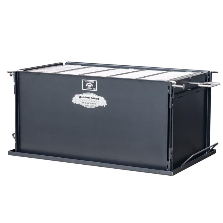 Close-up of the collapsible chicken cooker’s brushed stainless-steel latch and textured surface on the lid edge