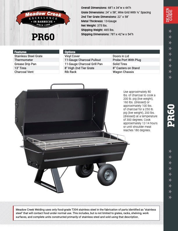 Close-up of the black cast iron lid handle with textured grip and reinforced rivets on the Meadow Creek PR60 Pig Roaster