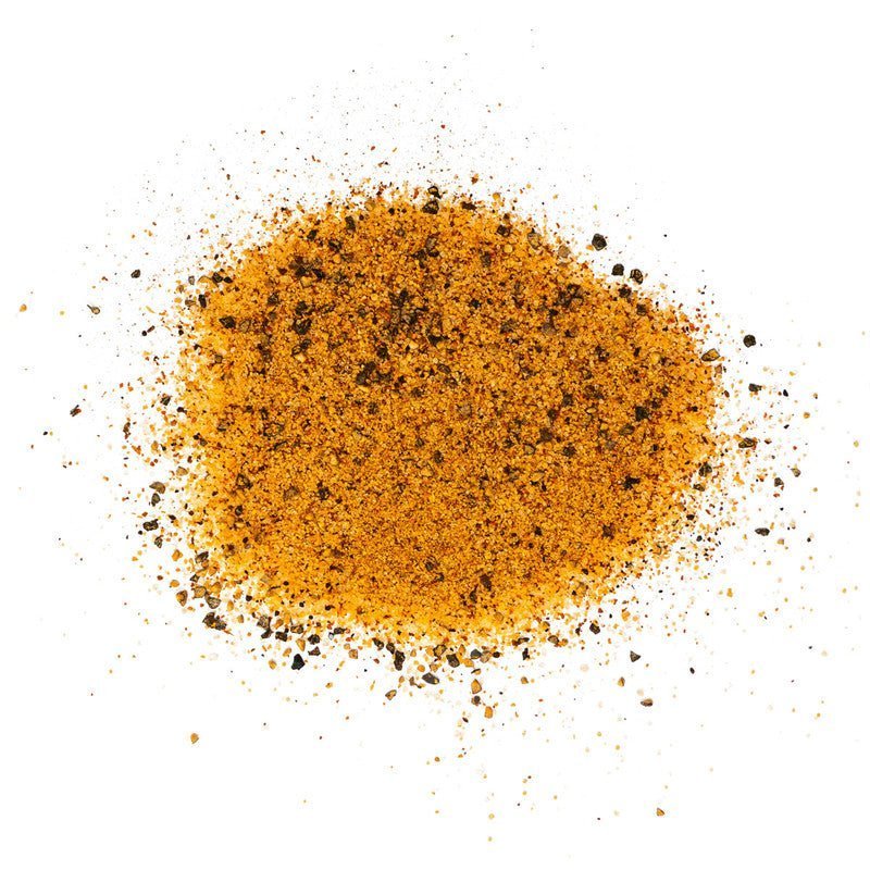 Close-up of the Meat Church Texas Sugar BBQ Rub 12oz jar showing detailed textured spice mixture and vibrant label design