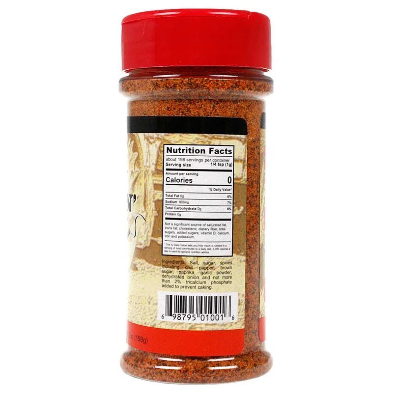 Close-up of the Cracked Pepper and herbal flecks on Smokin' Guns BBQ Hot Rub label highlighting handcrafted ingredients