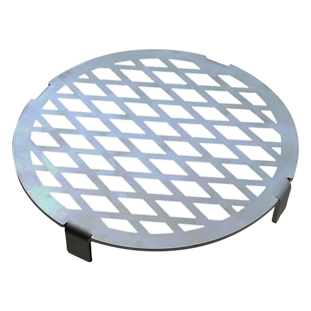 Unknown BBQ chimney-style charcoal grill with black powder-coated steel body, cylindrical shape, and metal ventilation holes